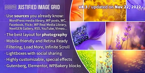 Justified Image Grid Premium WordPress Gallery